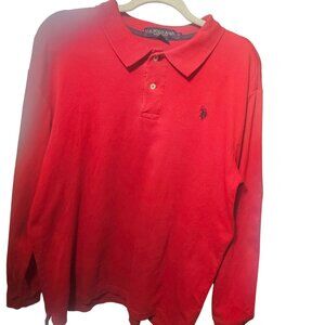 U.S. Polo Assn. Mens Red Long-Sleeve Polo Shirt Size M 100% Cotton Classic Fit